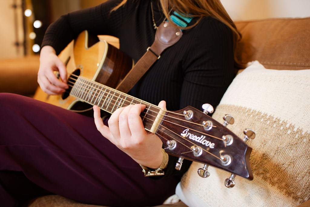 Music therapist branding session in Roseburg, Oregon at Studio Thirteen featuring professional portraits for creative entrepreneurs.